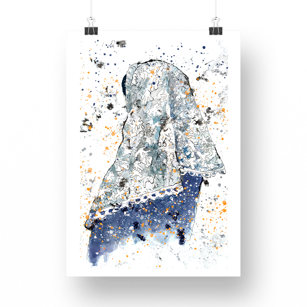 "Ilustración artística titulada 'Sa Pagesa', mostrando la silueta abstracta de una mujer con el vestido tradicional mallorquín adornado con manchas de acuarela azul y naranja." "Arte conceptual llamado 'Sa Pagesa', capturando la esencia del traje típico de Mallorca con patrones y salpicaduras de colores acuarelas." "Obra 'Sa Pagesa' que presenta una figura estilizada llevando el atuendo tradicional de Mallorca, interpretado en un lienzo de acuarela con tonos azules y toques naranjas." "Imagen que lleva el nombre 'Sa Pagesa', representando un vestido tradicional mallorquín en una fusión artística de manchas de acuarela y texturas." "'Sa Pagesa', una pieza artística que retrata la vestimenta típica de Mallorca con una técnica abstracta de acuarela en azules marinos y destellos naranjas." "Composición titulada 'Sa Pagesa', evocando el traje tradicional de las mujeres de Mallorca, con un juego expresivo de acuarela y colores vibrantes." "Ilustración denominada 'Sa Pagesa' que ilumina la moda tradicional mallorquina con un estilo abstracto y manchas acuareladas que dan vida y movimiento." "Pieza artística con el título 'Sa Pagesa', que interpreta el vestido característico de Mallorca mediante pinceladas de acuarela en una paleta de azul noche y naranja." "'Sa Pagesa', un tributo al vestuario típico mallorquín, plasmado con técnicas de acuarela que crean un efecto visual dinámico y colorido." "Representación artística 'Sa Pagesa', que combina la tradición del vestido de Mallorca con la modernidad de la acuarela, en una paleta de azules y naranjas salpicados."