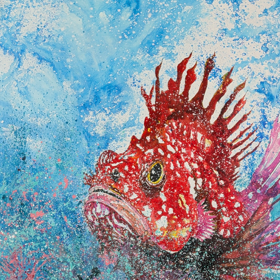 Part d'un quadre de mostra un cap-roig assolat